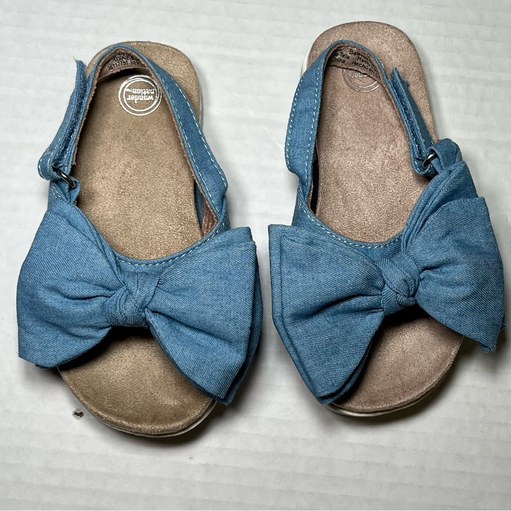 Wonder Nation Blue Bow Kids Sandals